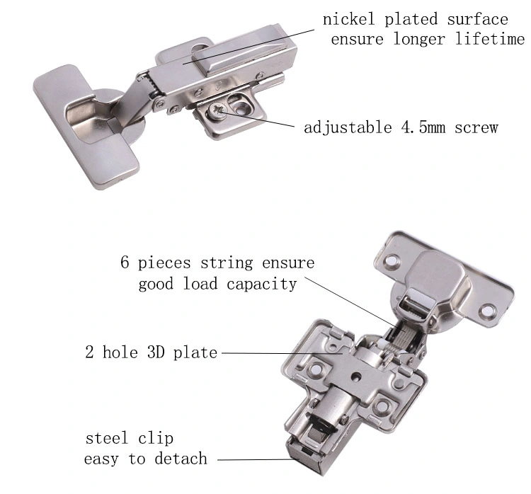 Hardware Manufacturer 3D Full Overlay Clip-on Hydraulic Hinges Furniture Hinges Soft Close Auto Cabinet Hinge Furniture Hardware